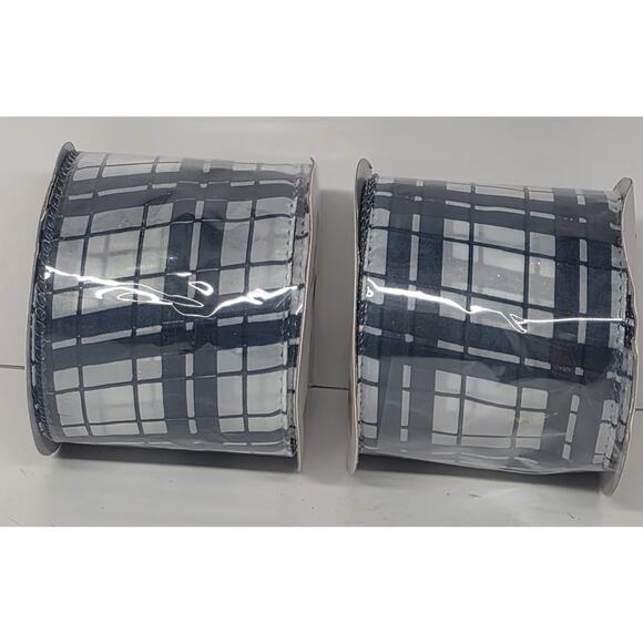 2 Rolls Plaid Craft Wreath 2.5 In x 9 Ft Each Roll Decorative Ribbon Lot - Picture 3 of 3